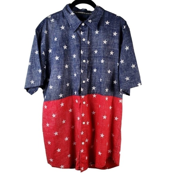 Ocean Current Men’s Polo Shirt Size L NWT – Stars Patriotic Independence Day - Picture 1 of 9